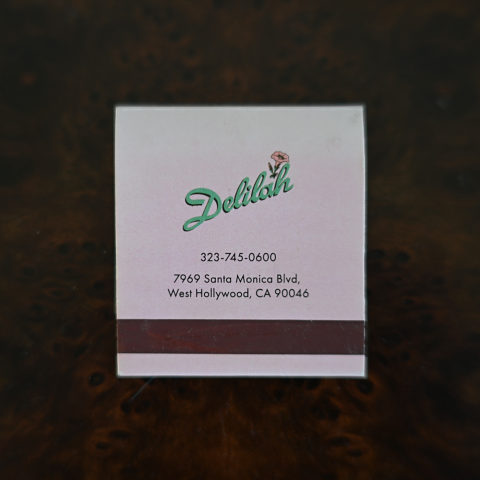 Delilah matchbook, back