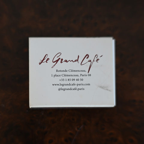 Le Grand Café matchbox, back